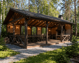 Большая беседка с мангалом рядом с Санкт-Петербургом