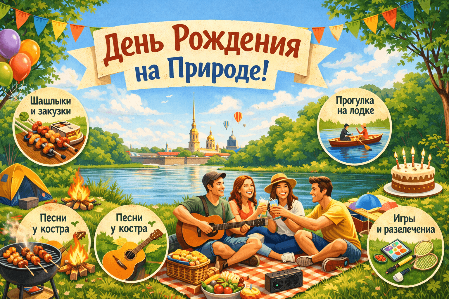 Как провести день рождения на природе Санкт-Петербурга без сложной подготовки